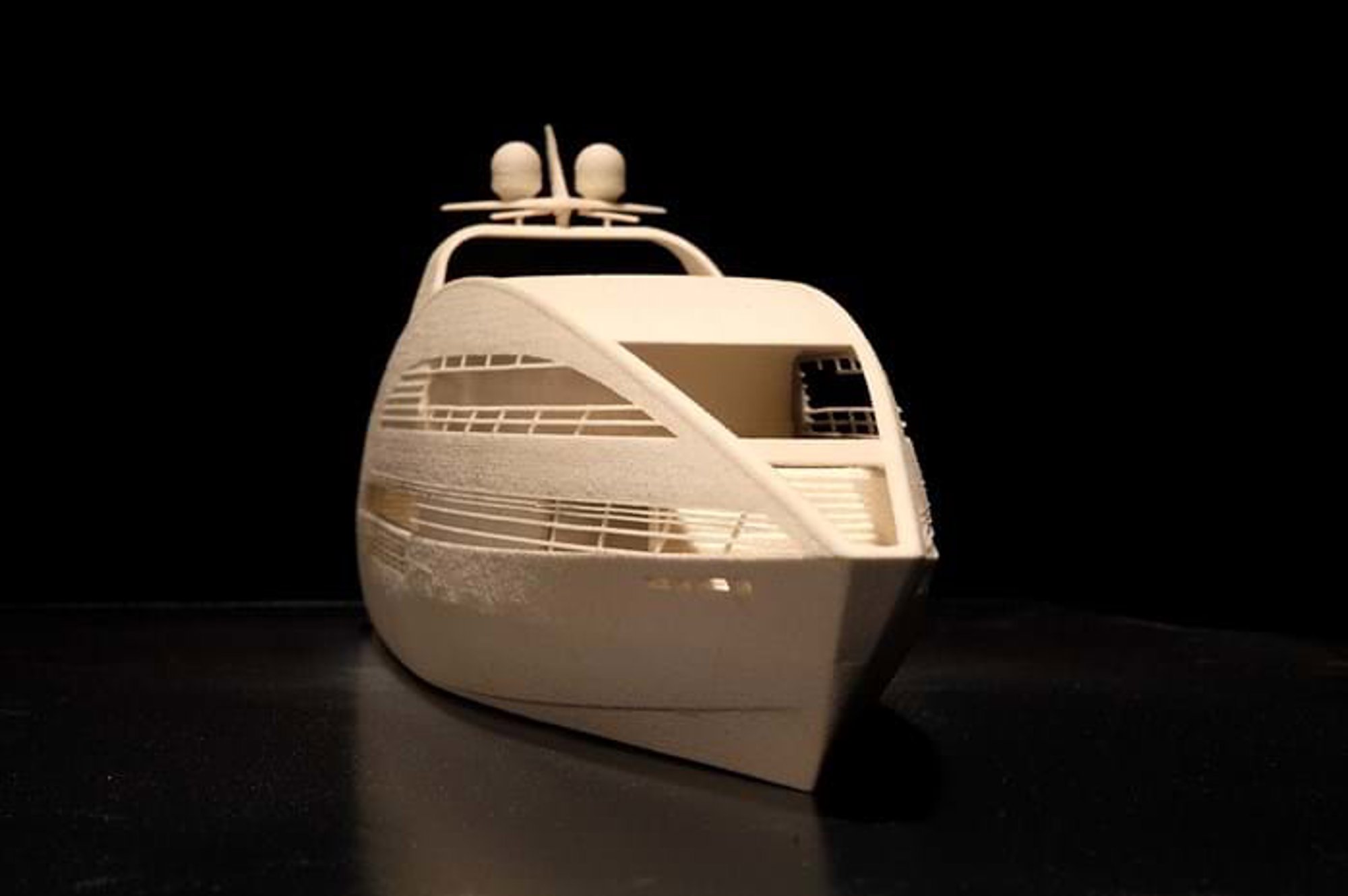 A model of the Yacht Plus boat, one of the first projects at Foster + Partners to take advantage of 3D-printing technology. © Foster + Partners